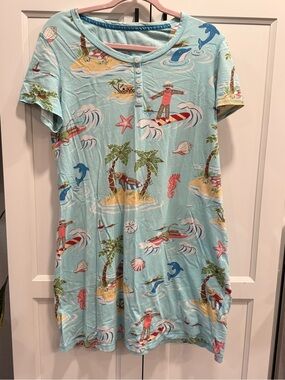 Woman’s Light Blue Tropical Monkey Nightgown